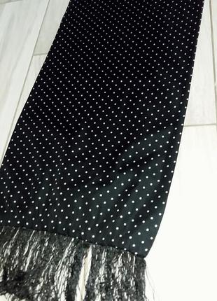 Черный узкий шарф унисекс в горох, италия7 фото