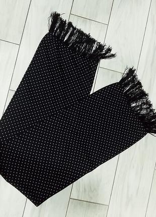 Черный узкий шарф унисекс в горох, италия3 фото