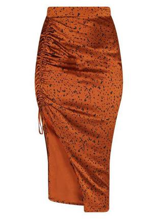Юбка миди/атласная юбка с затяжками/леопардовый принт/юбка в бельевом стиле9 фото