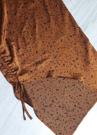 Юбка миди/атласная юбка с затяжками/леопардовый принт/юбка в бельевом стиле4 фото