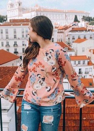 Блуза sugarhill uk8 boutique ladies eliana hand drawn floral top (pink)