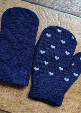 Перчатки для девочки перчатки синие синие варежки для девочки одинарные