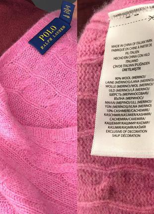 Брендовый оригинальный шерстяной свитер джемпер розовый кашемировый вязка косичка6 фото