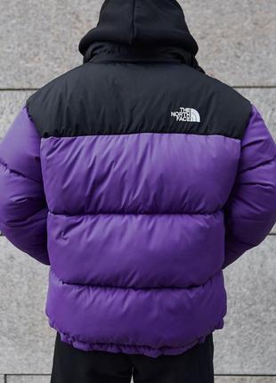 Пуховик тнф tnf 700 фіолетово-чорний the north face4 фото