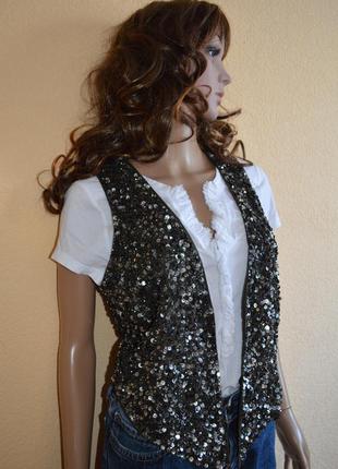 Жилетка кольору хакі в паєтках.maison scotch