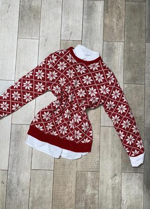 Червоний светр з візерунком(015)