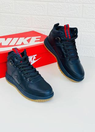 Кроссовки мужские зимние кожаные nike air force зима на меху кросовки найк форс4 фото