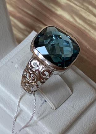 Срібне кільце , перстень з індійським каменем лондон топаз5 фото
