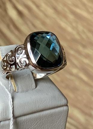 Срібне кільце , перстень з індійським каменем лондон топаз6 фото