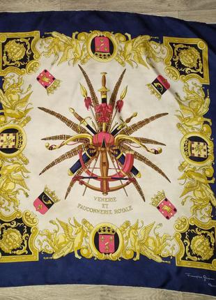 Винтажный подписной платок francoise guerin paris шелк соколиная охота1 фото