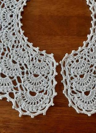 Кружевной воротничок вязаный крючком, широкий накладной воротник