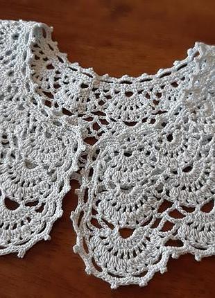 Кружевной воротничок вязаный крючком, широкий накладной воротник