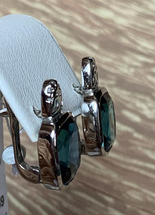 Серебряный комплект серьги и кольцо  с  лондон топаз7 фото