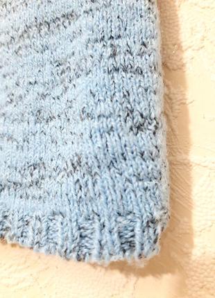 Оригинальная безрукавка голубая горловина бахрома жилетка вязаная женская тёплая кофточка накидкаusa7 фото