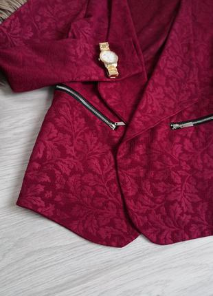 Бордовый фактурный пиджак7 фото