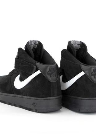 Зимові кросівки nike air force black з хутром,2 фото