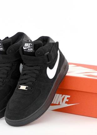 Зимові кросівки nike air force black з хутром,