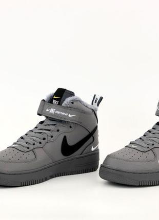 Зимові кросівки nike air force black з хутром5 фото