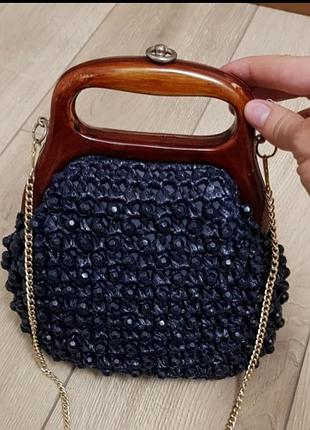 Винтажная сумка, красивая сумка, плетеная сумка, маленькая сумка, нарядная сумка