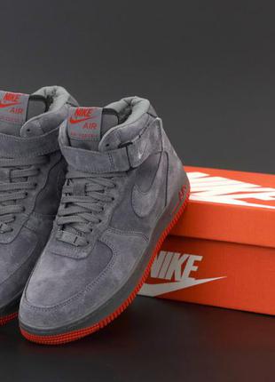 Зимові кросівки nike air force grey хутром2 фото