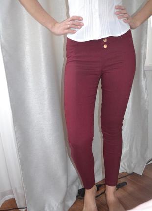 Бордовые джинсы-лосины2 фото