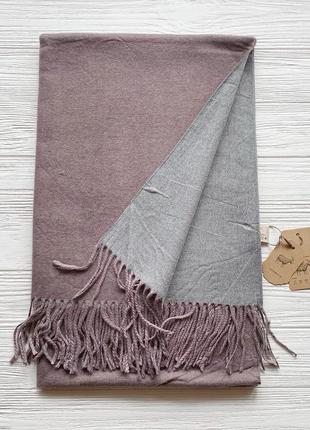Женский кашемировый шарф осень зима серо-фиолетовый6 фото