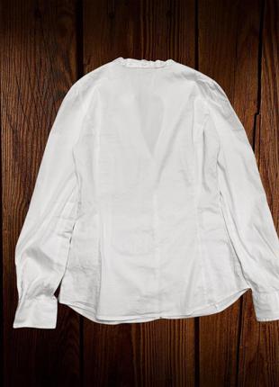 Рубашка стрейч sisley коттон хлопок с рюшами офисная приталенная3 фото
