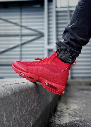 Мужские кроссовки nike air max 95 sneakerboot red 🔺 найк аир макс красные