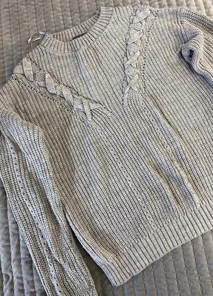 Серый базовый свитер косичка, кофта2 фото