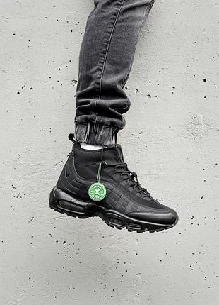 Чоловічі кросівки nike air max 95 sneakerboot 'triple black'🍂 найк аір макс снекербут чорні