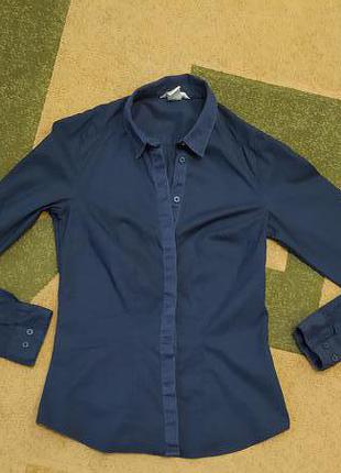 Синяя рубашка блуза блузка хс, ххс размер недорого купить 34,321 фото