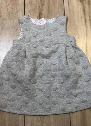 Obaibi теплое платье сарафан малышке 12-18 м 80-86см серое