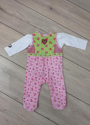 Bondi kidswear нарядный костюм комбинезон реглан новорожденной девочке 0-3 м 50-56-62 см4 фото