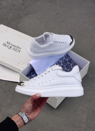 Женские кроссовки alexander mcqueen white metal  🆕 александр маквин белые