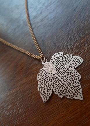 Ланцюжок кулон підвіска лист золот бижут кольє намисто hand made кулон