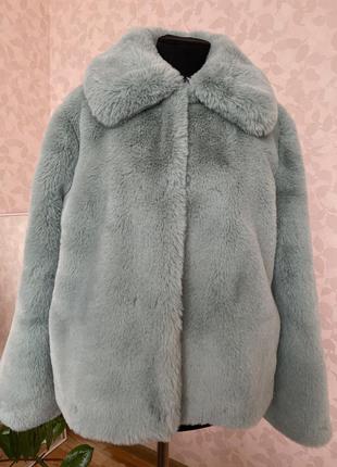Полушубок плюшевый цвет мята от topshop