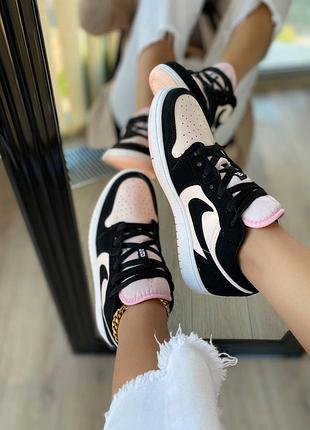 😍✴️🤩nike air jordan 1 low black pink🌺🍁😍шикарні жіночі низькі кросівки найк джордан 1