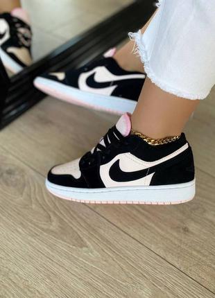 😍✴️🤩nike air jordan 1 low black pink🌺🍁😍шикарные женские низкие кроссовки найк джордан 12 фото