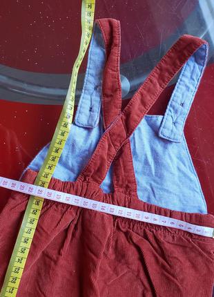 Next терракотовые утепленные штаны на подтяжках на подкладке 3-6 м 62-68см...4 фото