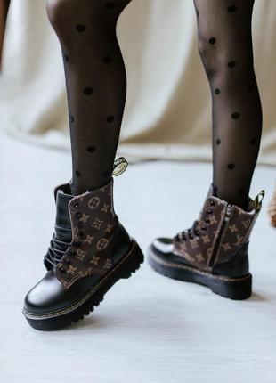 Зимние женские ботинки dr.martens jadon luis vuitton fur ❄️ доктор мартинс