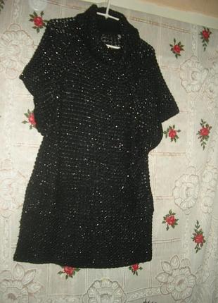 Супер платье-туника черно-серебристая,р.m\l