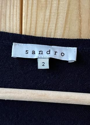 Sandro синий свитерок из мериноса с кружевом джемпер кофта шерсть5 фото