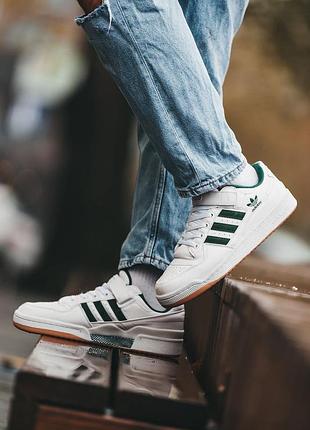 Мужские кроссовки adidas forum - white/green  🔺 адидас
