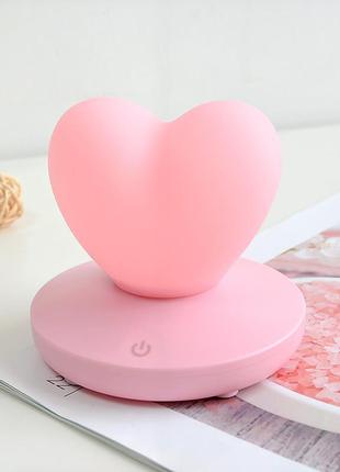 Силіконовий led світильник-нічник серце. рожевий