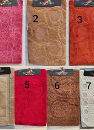 Великий вибір килимків для ванной на гумовій основі 100х60+60х50 виробництва туреччина