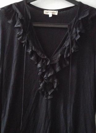 Блузка ,лонгслив черная с кружевом mode machine франция батал4 фото