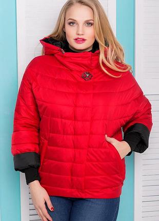 Ультрамодна весняна куртка великого розміру з чорними манжетами, розмір 48-56