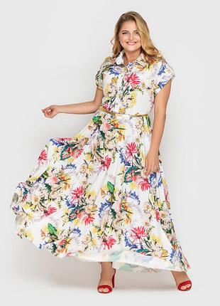 Очаровательное платье большого размера с цветочками, размер 48-58