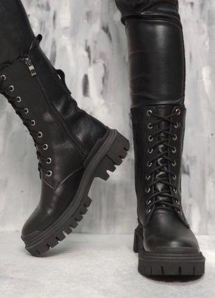 Женские высокие ботинки на шнурках в стиле милитари берцев размер 36-412 фото