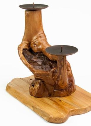 Деревянный декоративный подсвечник